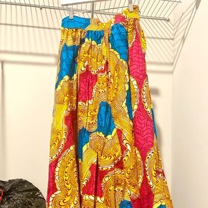 African Print Woken Long Skirt With Zipper